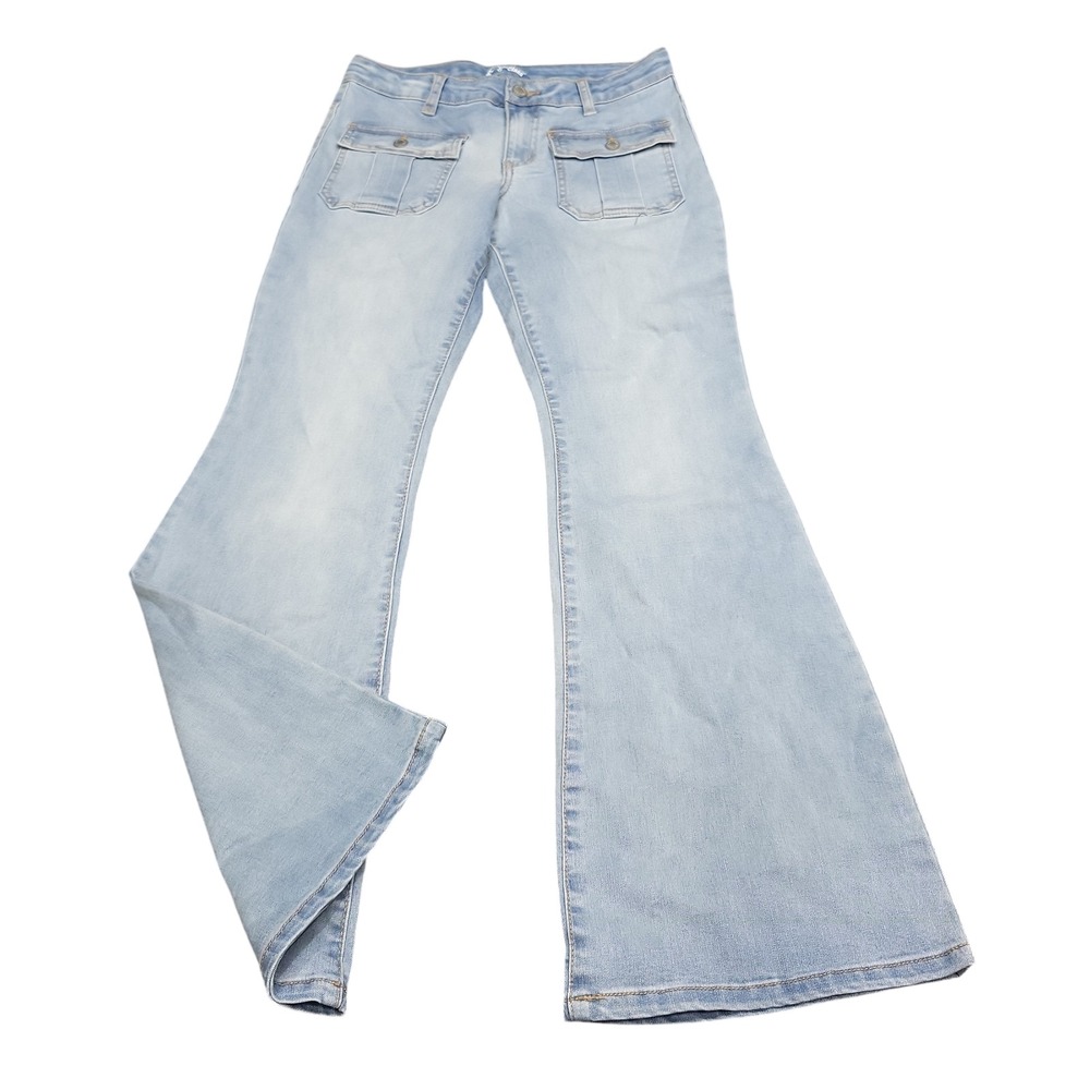 Art Class Girls Flare Jeans Size 16 Blue Light Wash Adjustable Waist Pockets